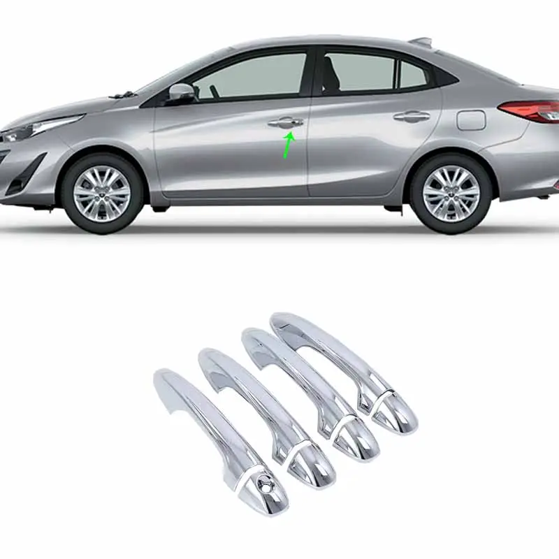 Car Accessories Exterior Decoration ABS Chrome LHD Side Door Handle Cover For Toyota Vios/Yaris Sedan 2019 Car-styling