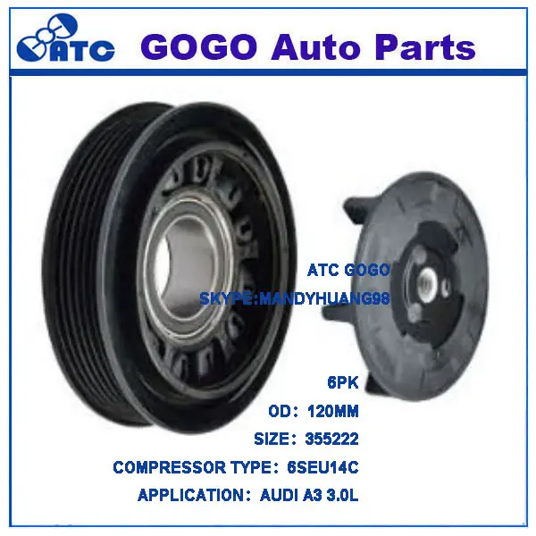 Alta qualidade do ar condicionado DENSO 6SEU14C A6 embreagem compressor conjunto de embreagem magnética compressor para AUDI