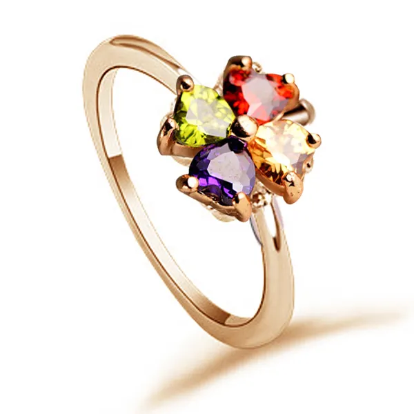 Best Seller Aliexpress Trendy Korean Four Leaf Clover Jewelry Ring 16# 17# 18# 19# Wholesale