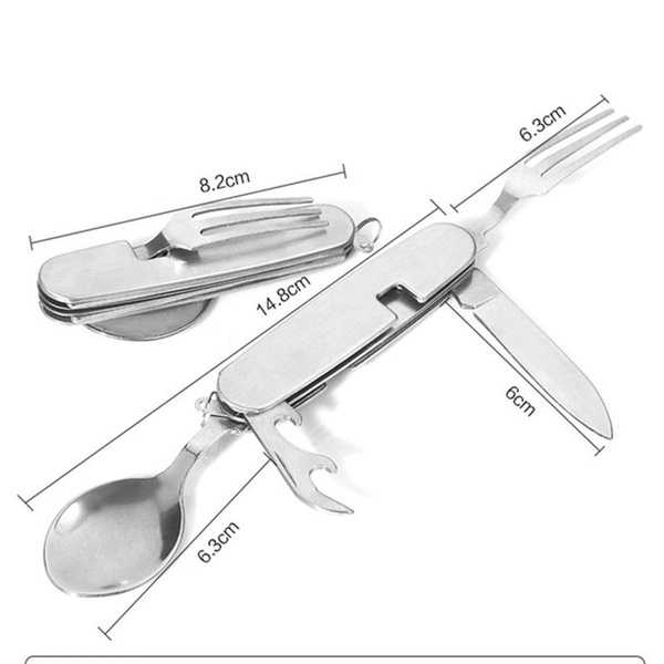 Multifunction 3-In-1 Outdoor Travel Camping Hiking Pocket Steel Folding Knife Spoon Fork Knife Folding Oem Durable