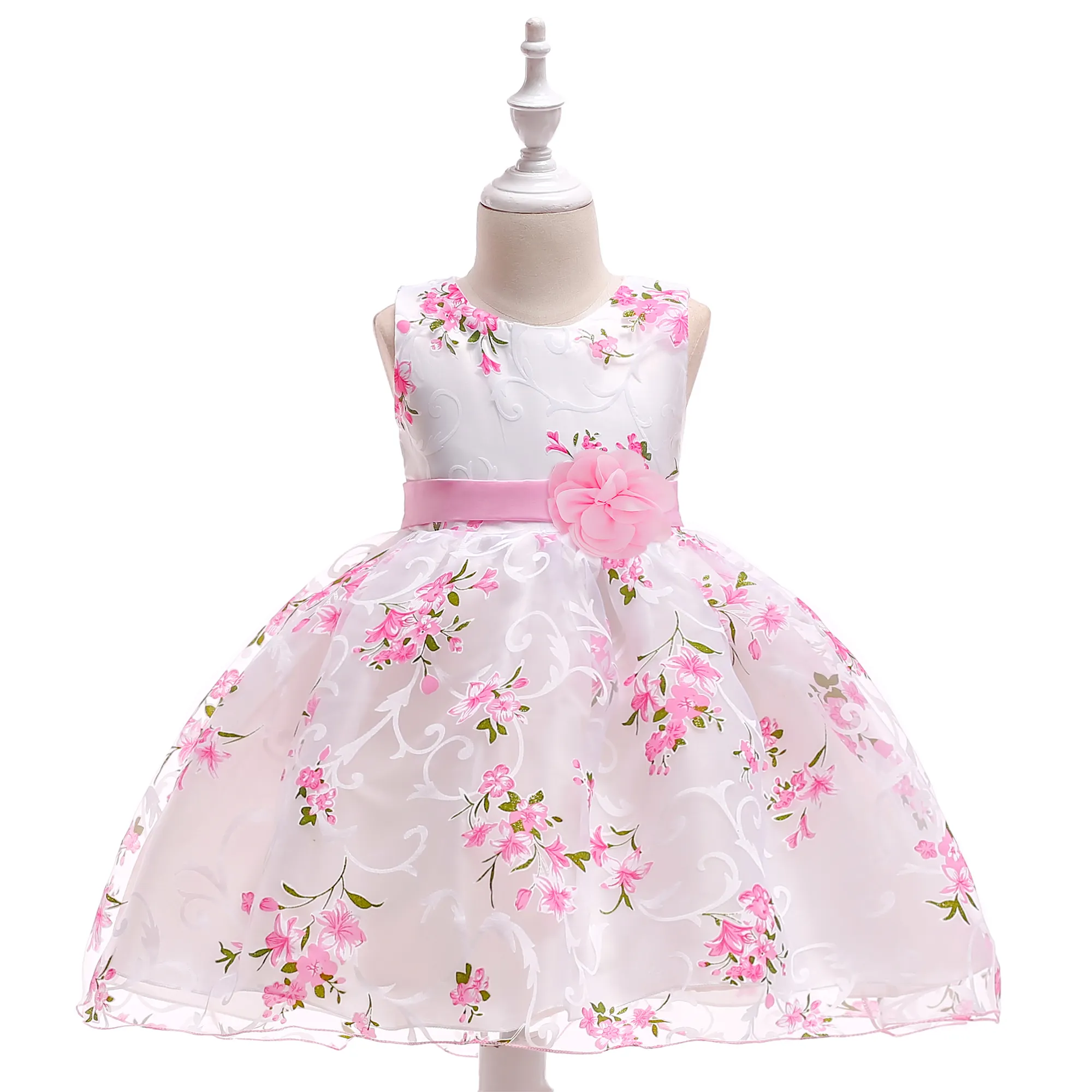 Vestido largo de fiesta para niña pequeña, maxivestido de verano para niña pequeña, Color rosa, nuevo diseño, L1851