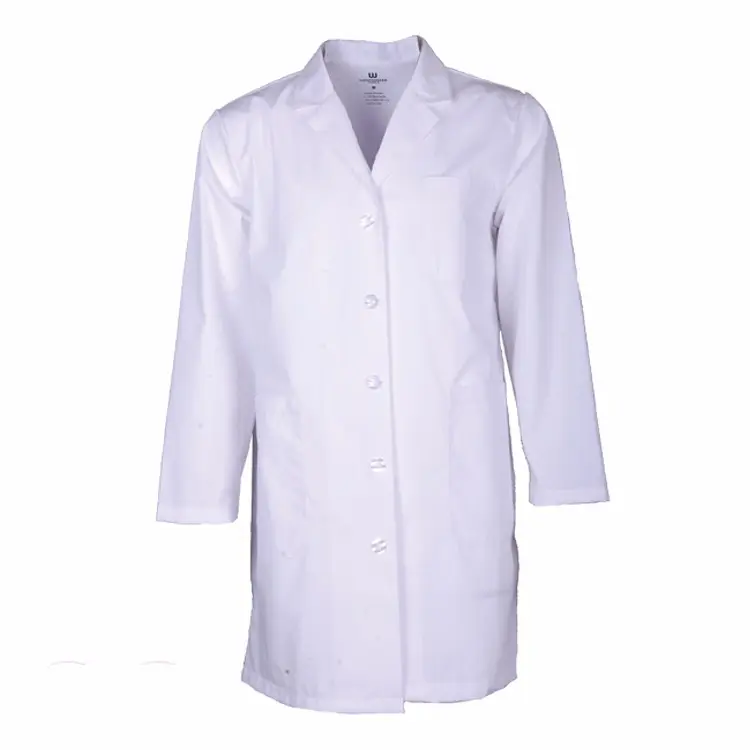 Casaco de laboratório médico da ciência do algodão, confortável, uniforme de hospital, lapela, peito único, design de casaco da enfermeira do médico