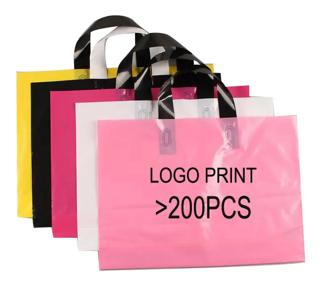 30*40cm 로고 인쇄 프로 모션 핸들 사용자 지정 플라스틱 쇼핑 가방