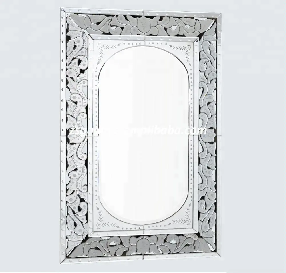 Espelho de parede de salão grande com moldura, decoração italiana, espelho de parede com estampa de faixa