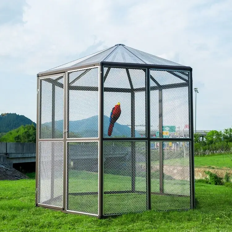 Уличный алюминиевый шестиугольный вольер для птиц, большой металлический домик для птиц