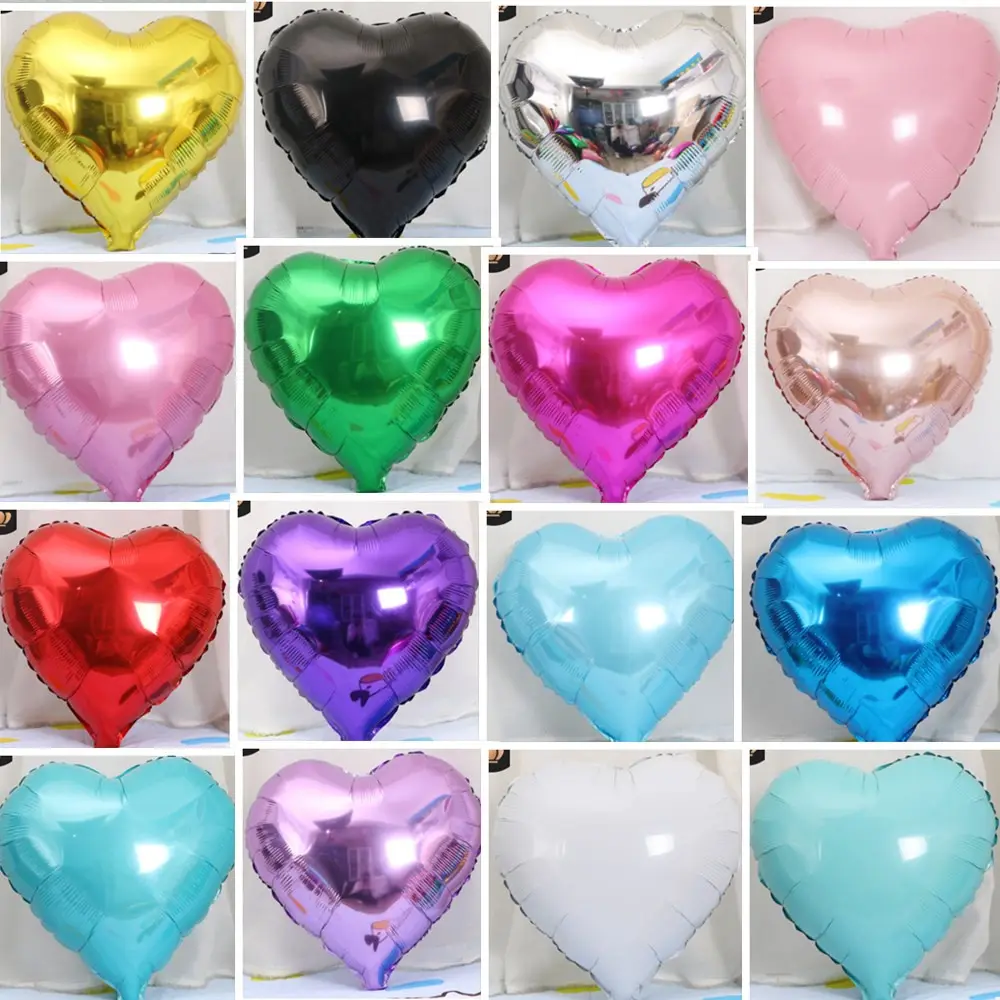 Balões laminados de alumínio de 18 polegadas, balão em forma de coração, ouro rosa, azul, mylar, amor, dia dos namorados