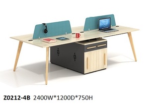 Modern 4-Person Office Workstation Computer Desk com partição de painel de madeira Mesa MDF elegante para uso em escritório