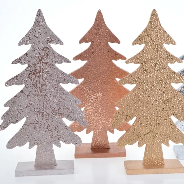 Árbol de madera con purpurina, adornos de mesa de Navidad, ideas de decoración modernas