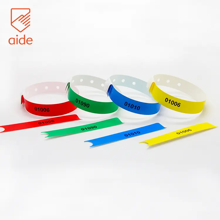 אחד זמן שימוש ברור זיהוי ויניל PVC מלון פלסטיק ויניל להקת יד Wristbands צמידים
