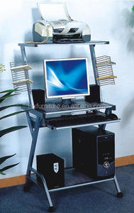 Mesa superior de cristal para el hogar y la Oficina, escritorio de ordenador individual con placa de impresora - Product Image 3