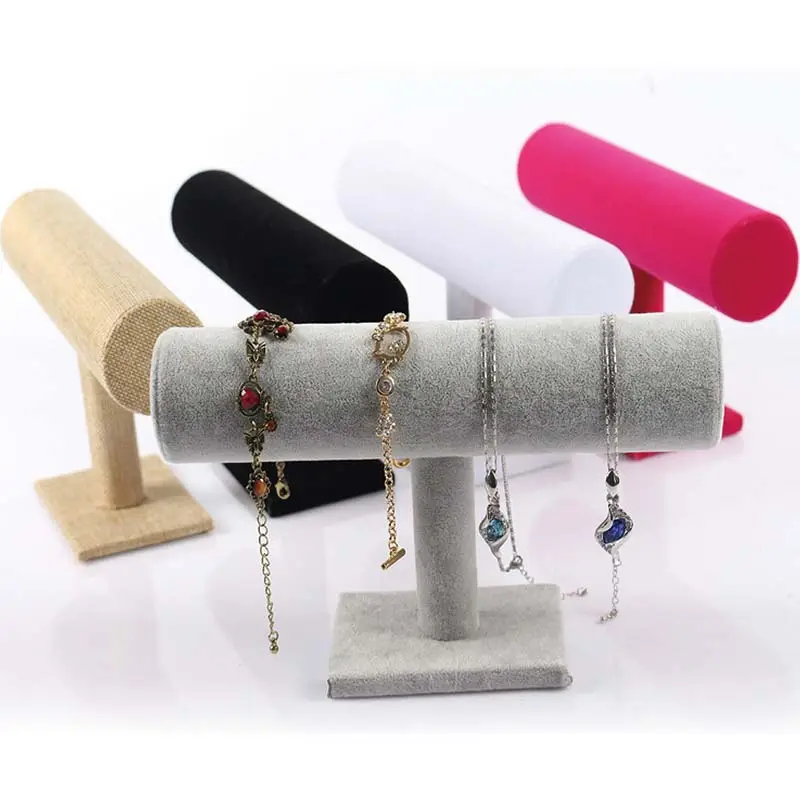 Expositores de veludo para pulseira, suporte de exibição de joias para bracelete, relógio, pulseiras penduradas em barra t