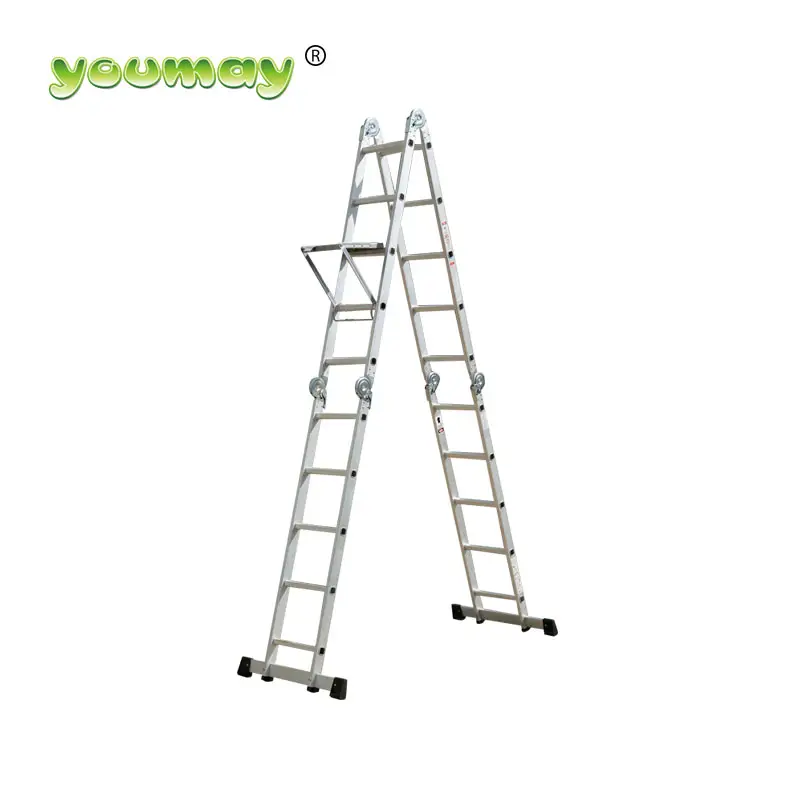 Ladder Platform En 131 Multi Purpose Portable Aluminium Ladder Platform 4*5 Steps Compact Folding Ladder