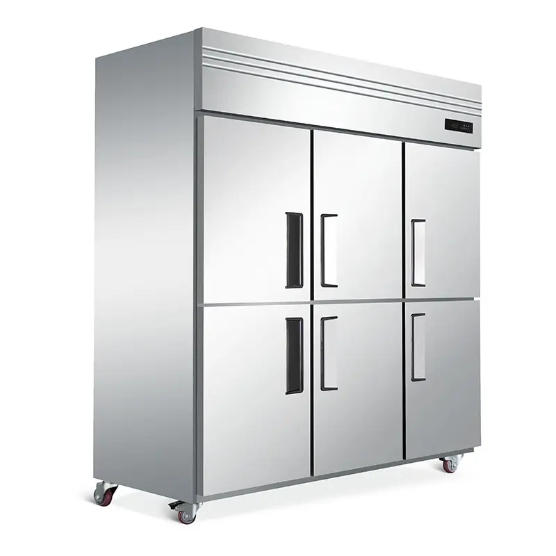 3/6 porta de aço inoxidável 1810 milímetros de largura ventilação-resfriamento auto-degelo alcance-em resfriador comercial/congelador