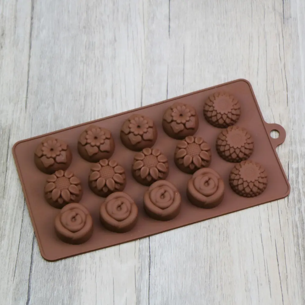 100% fabbrica all'ingrosso a buon mercato cupcake teglia fiori forma stampo in Silicone cioccolato