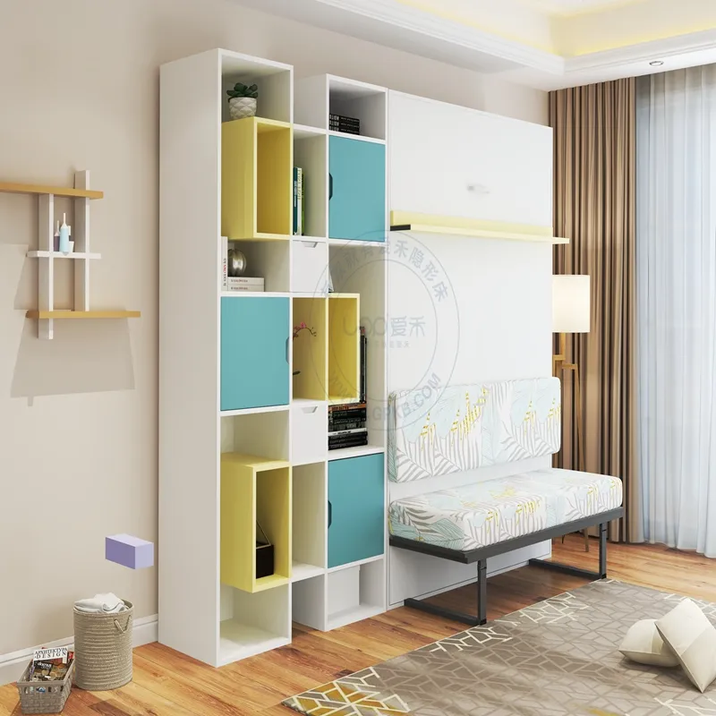 เตียงผนังไฟฟ้าประหยัดพื้นที่พร้อมโซฟาสำหรับอพาร์ทเมนต์ขนาดเต็ม Diy Wall Murphy Bed ชุดฮาร์ดแวร์1800*200มม