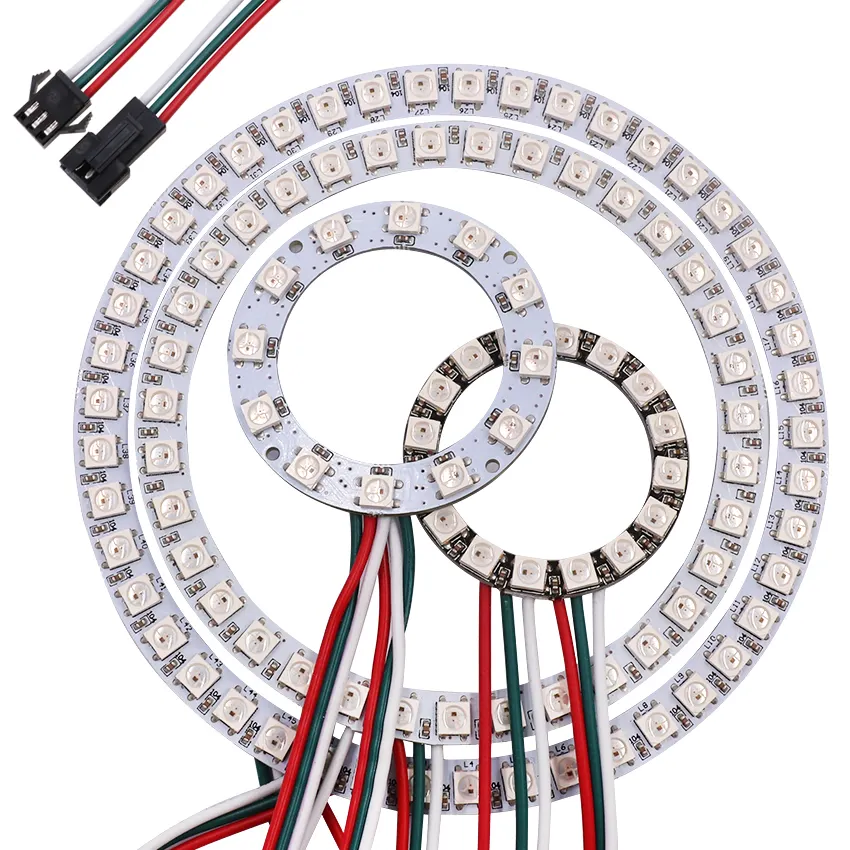 Direccionable WS2812B pixel anillo 1 8 12 16 24 32 40 48 60 93 241 LEDs WS2812 SK6812 5050 RGB LED anillo WS2811 ic construido-en RGB DC5V