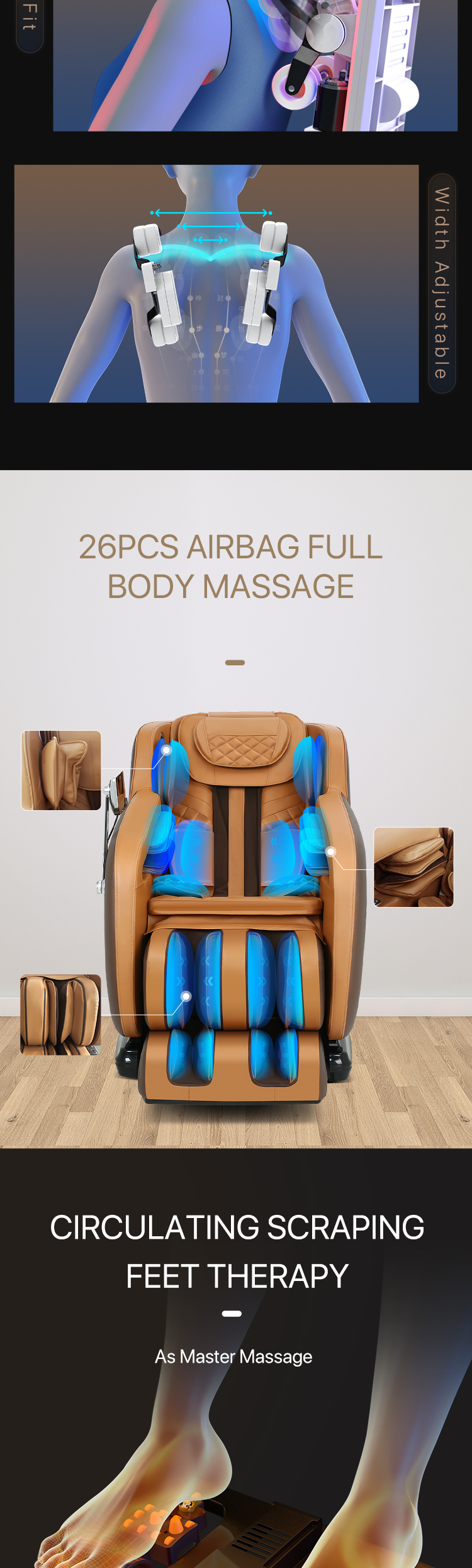 Jare S9 Wholesale Price 4D Zero Gravity Full Body Airbags Kneading Heating Back Vibration Hot Sales Recline Massage Chair