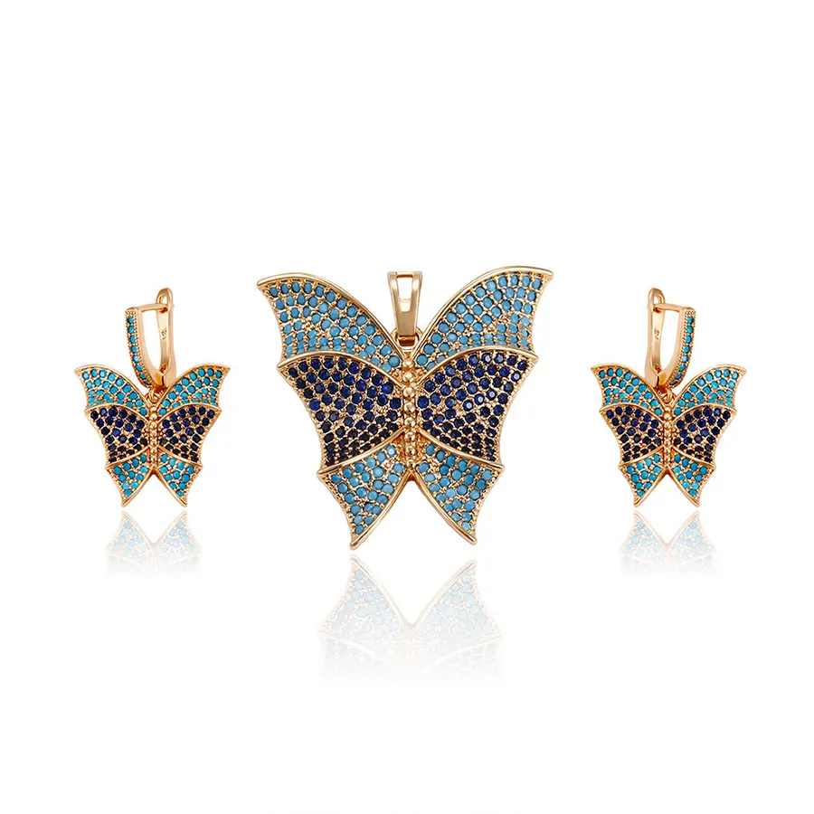 Xuping-Conjunto de joyería de importación, popular, mariposa, chapado en oro de 18k, joyería turca, 64213