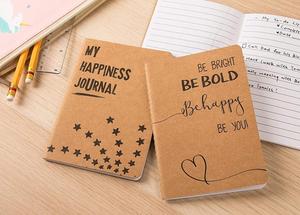 Quaderno tascabile foderato diario di viaggio note 6 diversi disegni di felicità copertina morbida, 80 pagine marrone A6 - Product Image 5