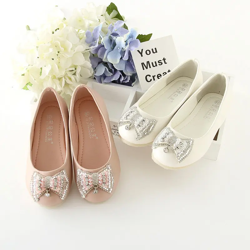 Zapatos de princesa de alta calidad para niña, zapatos de vestir de boda hechos a mano con diamantes para niños