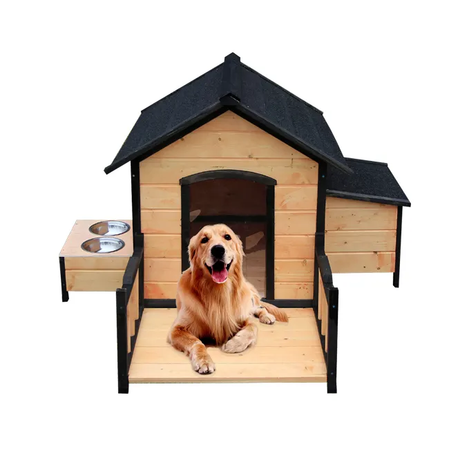 Produttore di lusso grande cortile esterno impermeabile in legno casa per cani gabbia per animali domestici canile