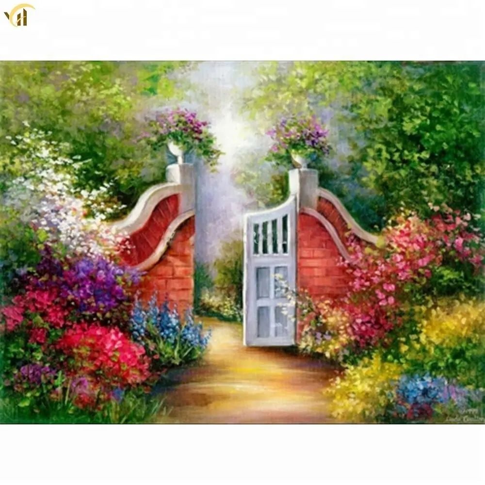 Yuhui diamante pintura fornecedor belas paisagens jardim cristal pedra arte pintura sobre tela para decoração home