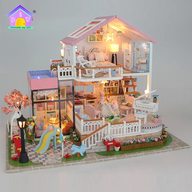 Fourniture à la chaîne Boutique Boutique chine jouet assemblé bricolage Oem maison de poupée en bois cuisine Miniature pour enfants adultes