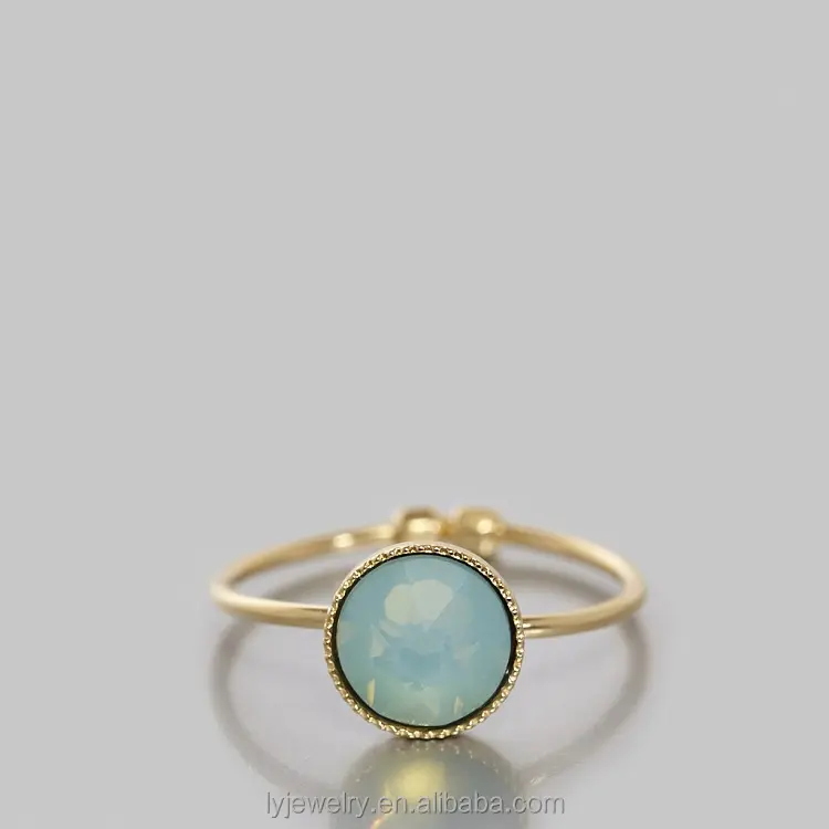 Delicate gold ring with stones 18k wholesale silver 925 men's ring with natural stone aqua chalcedony ring