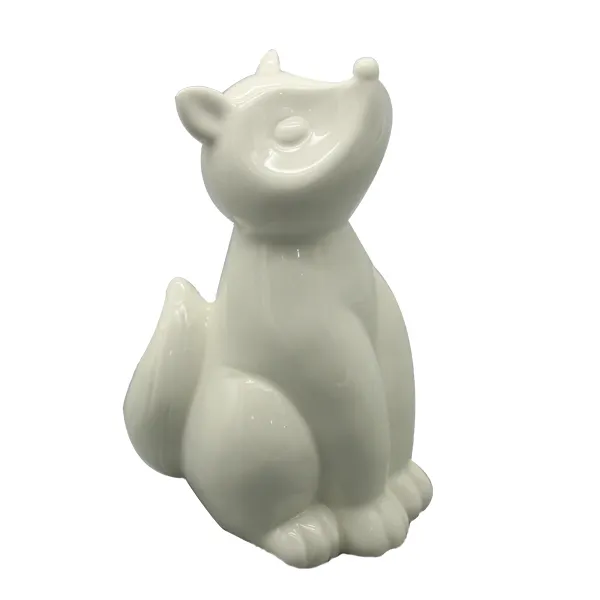 Statue di fatto A mano Antico Piccolo animale di Ceramica porcellana bianca volpe figurine