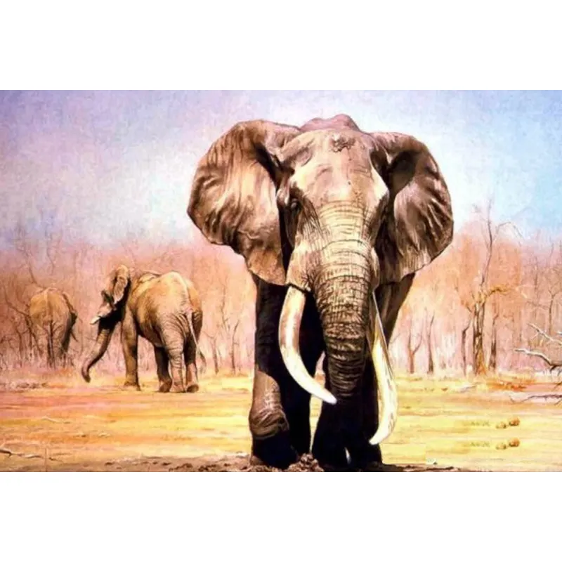 100% artesanal elefante pintura a óleo de africano