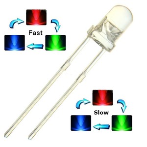 3mm 5mm 2ピンRGB LEDダイオード点滅が素早くまたは遅く点滅 - Product Image 1