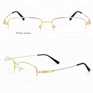 SHANGHAI JHEYEWEAR Half-Rimmed Retro Flexible Memory Metal Marcos Opticos Optical <strong>Frame</strong> - Product Image 3