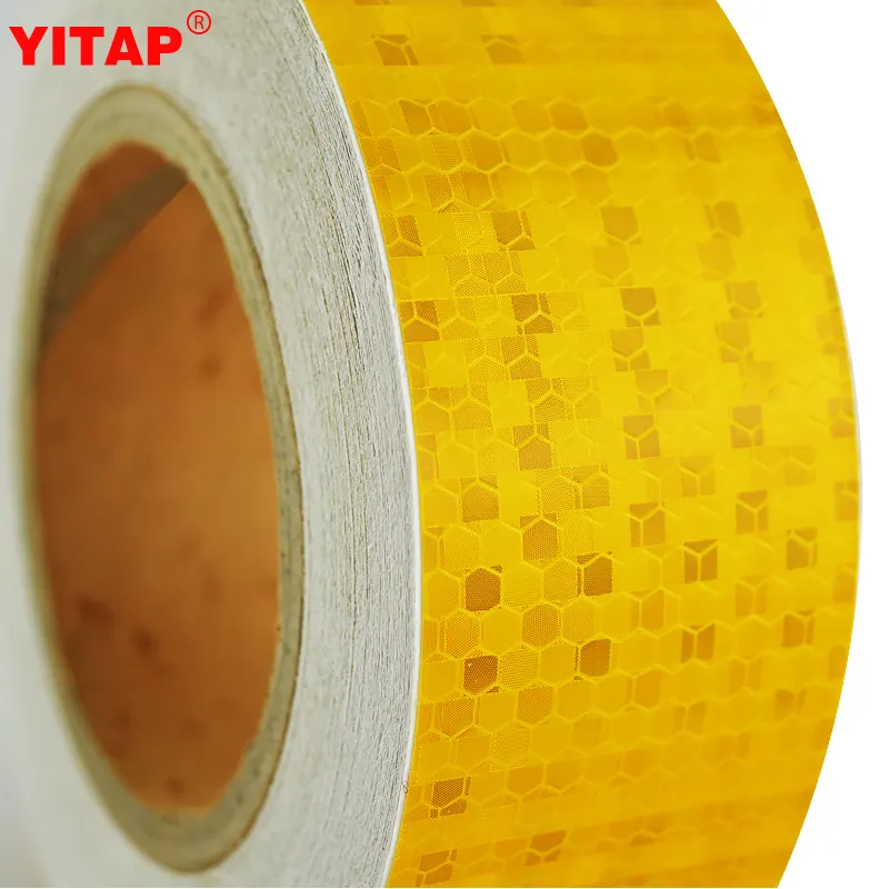 Amarillo/verde/caucho negro PET/PVC adhesivo cinta reflectante