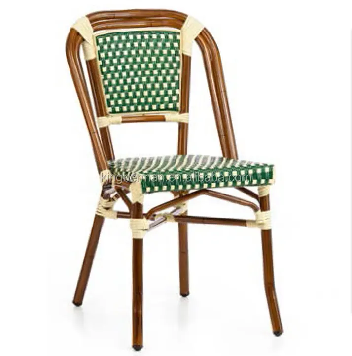 Outdoor Stühle mit Bambusrahmen Stapelbar Bistro Stühle Ohne Arm
