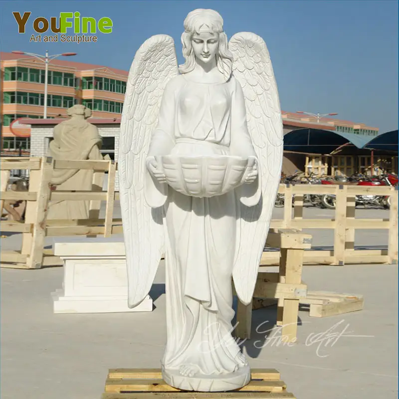 Grande estátua de anjo nude sexy de mármore de decoração ao ar livre