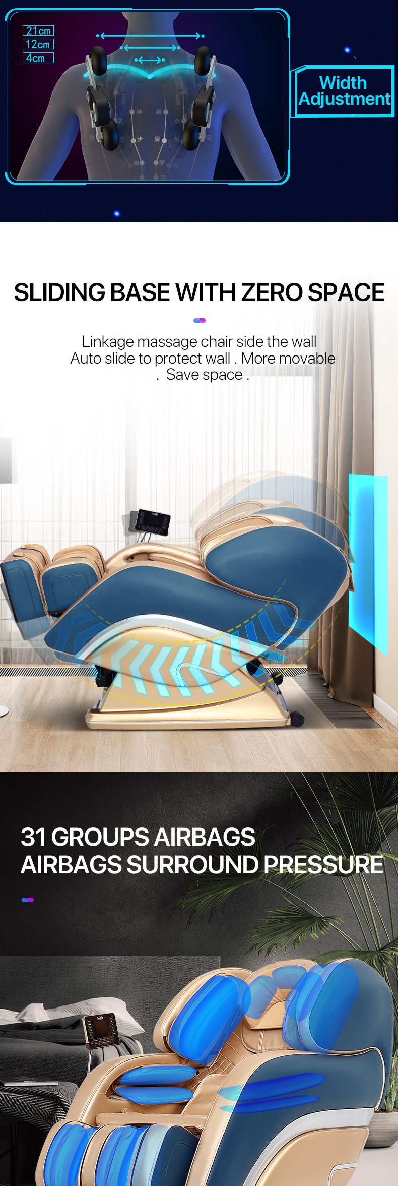 Jare S7 New Massage Chair Buttocks Vibrator Zero Gravity Recliner Chair Wholesale Price 4D Full Body Massage Chair