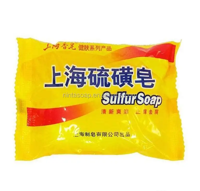 Shanghai azufre jabón alta eficiencia picazón caspa jabón para el cuidado de la piel de baño jabón compro jabón de burbujas antifúngico 85g