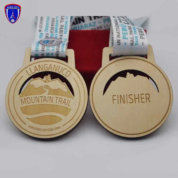 Medalla de madera 50 millas de madera maratón deporte cintas para medallas con el logotipo de grabado láser