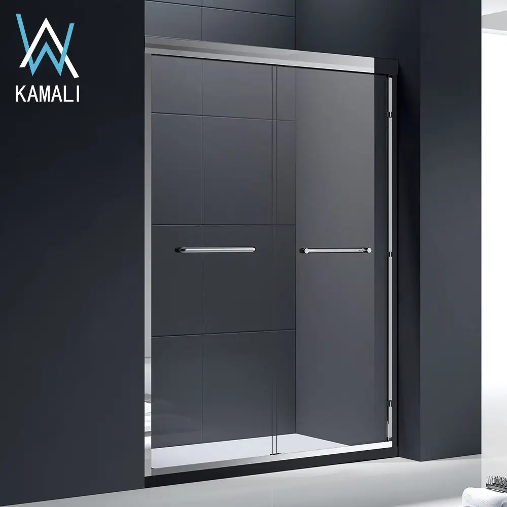 Kamali Factory Price Hotel Customizable Slide Aluminum Frame Bathroom Bath Sliding Glass Shower Cabin Room Enclosure Shower Door