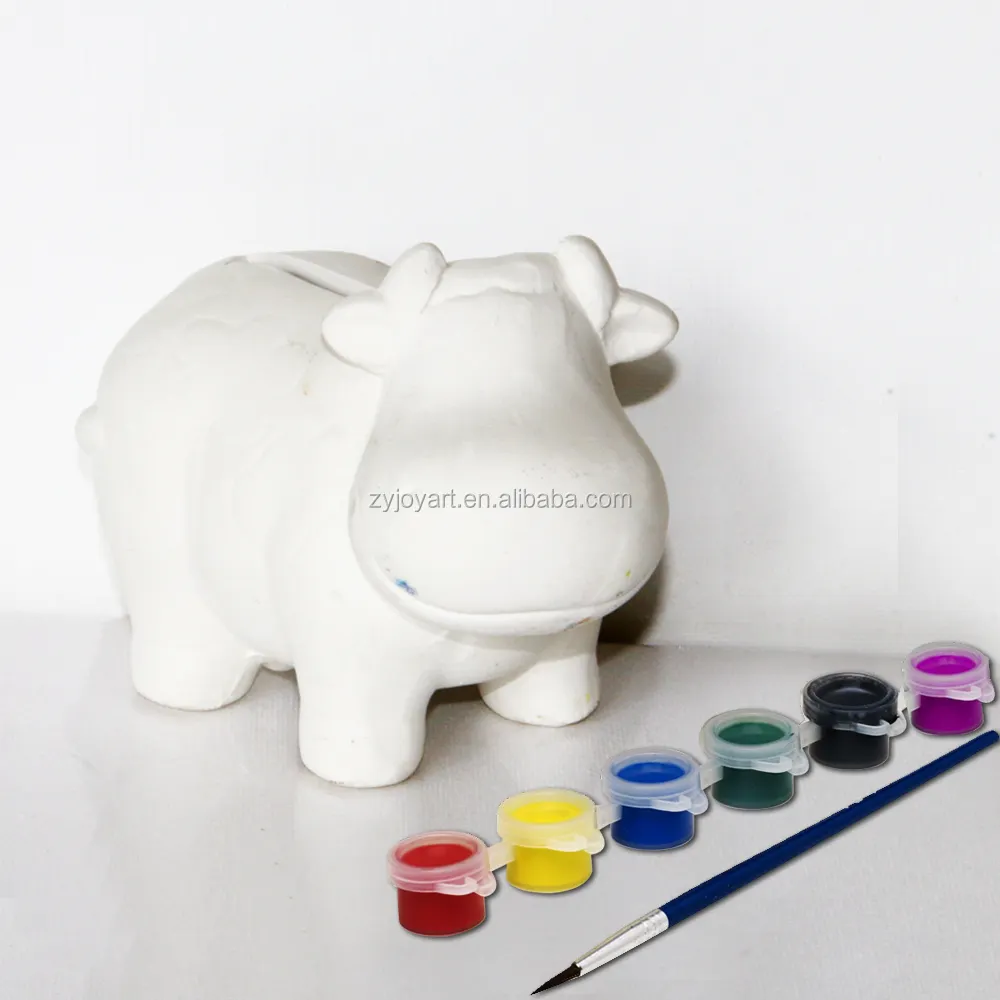 Creative cute hippo ceramic money saving bank kids diy painting art set
