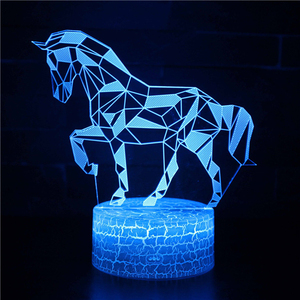 7色のグラデーションファッションを変える動物の馬の頭は常夜灯を導きました3DLEDデスクテーブルランプランプホームベッドルームパーティーデコレーション - Product Image 2