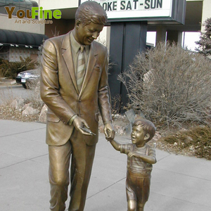 Custom Made Metal Human Figure Bronze President John F. Kennedy Sculpture With Child - Product Image 1