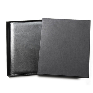 拉链业务组合Padfolio 3环形粘合剂A4记事本，带计算器专业黑色pu皮革文件