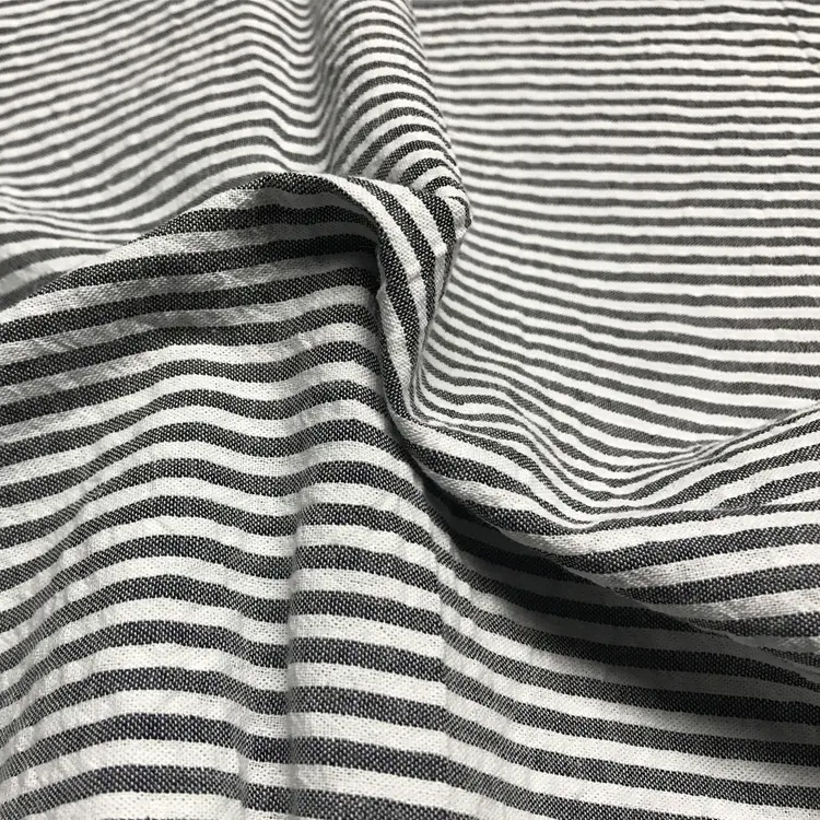 Wholesale Gray Striped Fabric Warm Plain 100% Cotton Woven Fabric