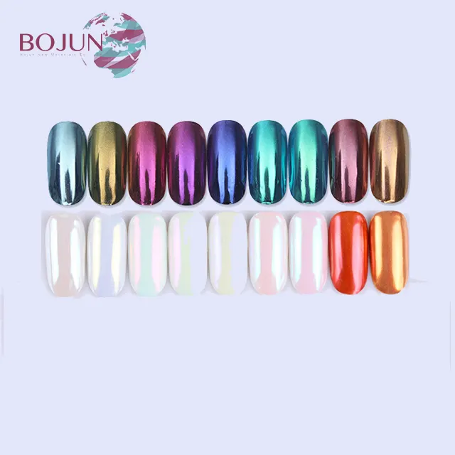 BOJUN-Polvo de concha brillante para manicura, polvo de sirena para uñas, cosmético, brillo, pigmento de camaleón en polvo cromado