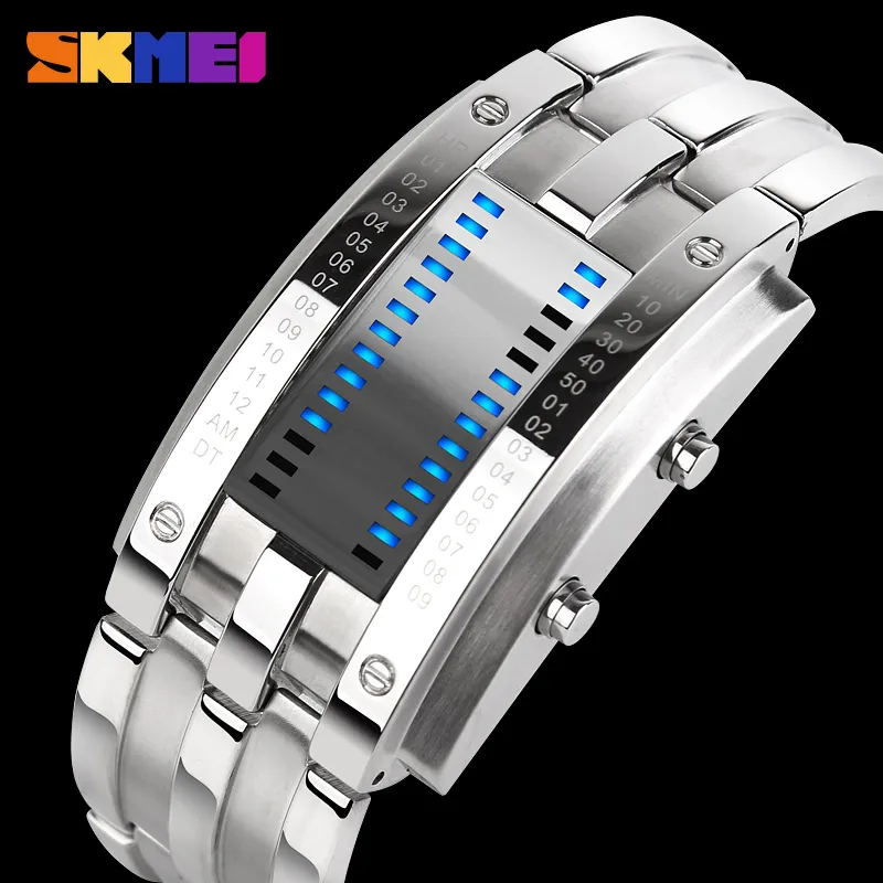 Hot Koop Skmei Mode Led Binary Horloge Zilveren Horloge Ontwerp Je Eigen Horloge Skmei 0926