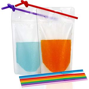Custom Clear Reusable Drink <strong>Juice</strong> Stand up Pouches with Straw