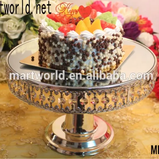 Alta qualidade por atacado prata cristal bolo stand bolo titular para decoração do casamento festa evento decoração (MF1165)