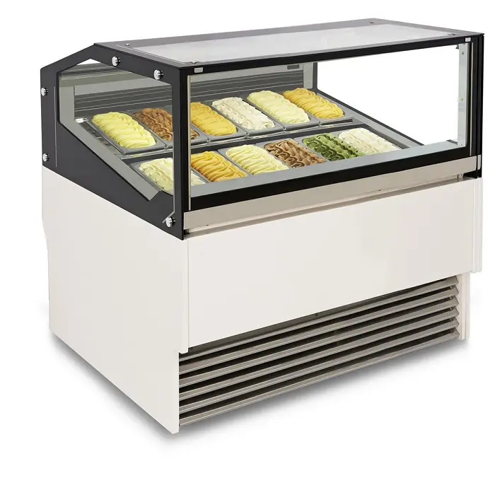 Vitrine de gelato à angle droit, 20 pièces, vitrine pour congélateur et faire de la glace