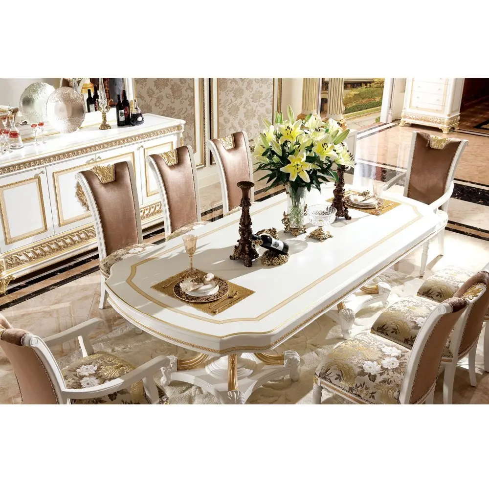 YB62-1 de meubles de salle à manger de luxe de style château de Windsor britannique ensembles de salle à manger classiques antiques meubles
